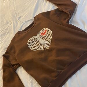SHEIN Brown Ribcage Graphic Sweatshirt